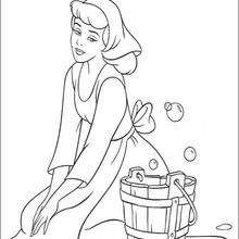 Cinderella cleaning the house coloring page