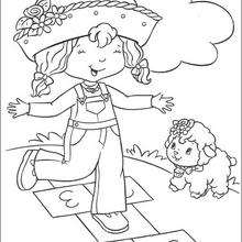 Angel Cake and a little sheep - Coloring page - GIRL coloring pages - STRAWBERRY SHORTCAKE coloring pages