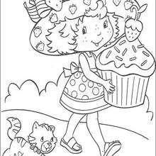 Strawberry Shortcake with a Big Cupcake coloring page