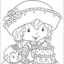 Angel Cake with a cake - Coloring page - GIRL coloring pages - STRAWBERRY SHORTCAKE coloring pages