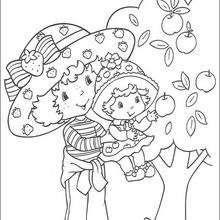 Strawberry Shortcake and her little sister Apple Dumplin - Coloring page - GIRL coloring pages - STRAWBERRY SHORTCAKE coloring pages