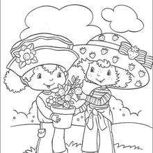 Strawberry Shortcake and her friend Orange Blossom - Coloring page - GIRL coloring pages - STRAWBERRY SHORTCAKE coloring pages