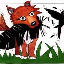 Crow and fox drawing
