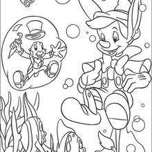 Pinocchio and Jiminy 1 - Coloring page - DISNEY coloring pages - Pinocchio coloring pages
