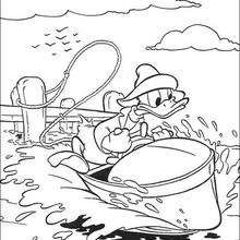 Donald Duck is sailing coloring page