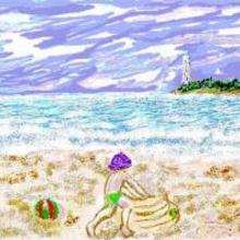 Water and sand - Drawing for kids - KIDS drawings - LANDSCAPE drawings - SEA