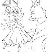 Esmeralda and Phoebus 1 - Coloring page - DISNEY coloring pages - The Hunchback of Notre Dame coloring book pages