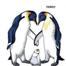 Penguin family coloring page