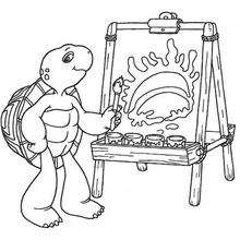 Franklin painting coloring page