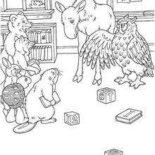 Animals in the classroom coloring page