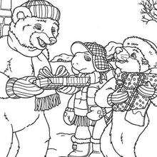 FRANKLIN and BEAR celebrate Christmas coloring page