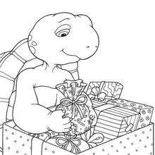 Franklin and Christmas presents coloring page