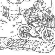 Harriet with bicycle coloring page - Coloring page - CHARACTERS coloring pages - CARTOON CHARACTERS Coloring Pages - FRANKLIN coloring pages - HARRIET TURTLE coloring page