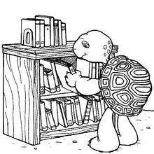 Harriet Turtle with books coloring page - Coloring page - CHARACTERS coloring pages - CARTOON CHARACTERS Coloring Pages - FRANKLIN coloring pages - HARRIET TURTLE coloring page
