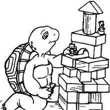 Harriet Turtle with toys coloring page - Coloring page - CHARACTERS coloring pages - CARTOON CHARACTERS Coloring Pages - FRANKLIN coloring pages - HARRIET TURTLE coloring page