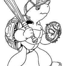 Franklin playing baseball coloring page - Coloring page - CHARACTERS coloring pages - CARTOON CHARACTERS Coloring Pages - FRANKLIN coloring pages - FRANKLIN TURTLE coloring pages