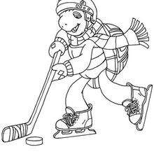 Franklin playing ice hockey coloring page - Coloring page - CHARACTERS coloring pages - CARTOON CHARACTERS Coloring Pages - FRANKLIN coloring pages - FRANKLIN TURTLE coloring pages