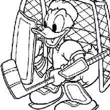Donald Duck as a hockey goal keeper - Coloring page - DISNEY coloring pages - Donald Duck coloring pages