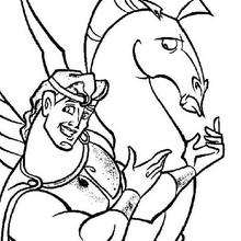 Hercules and Pegasus coloring page