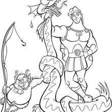 Hercules and dragon coloring page