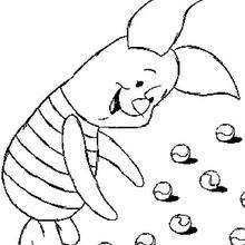 Piglet is playing marbles - Coloring page - DISNEY coloring pages - Winnie The Pooh coloring pages