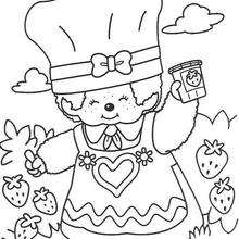 Monchhichi cooking - Coloring page - CHARACTERS coloring pages - CARTOON CHARACTERS Coloring Pages - MONCHHICHI coloring pages
