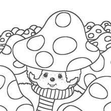 Monchhichi with Mushrooms coloring page