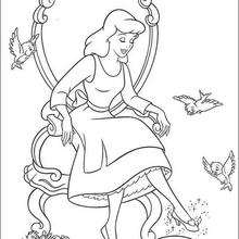 Cinderella trying the glass slipper coloring page