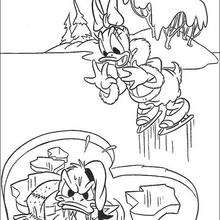 Donald Duck and Daisy Duck skating coloring page