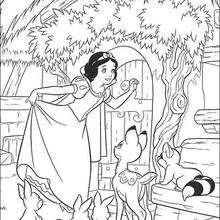 Snow White coming in the dwarfs' house - Coloring page - DISNEY coloring pages - Snow White and the seven dwarfs coloring pages