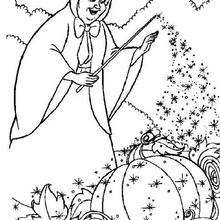Fairy Godmother and the pumpkin coloring page