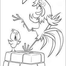 Chick and Rooster coloring page