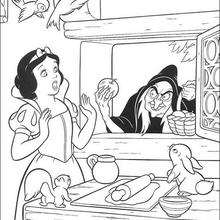 Poisoned apple and Snow White coloring page