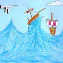 Big waves - Drawing for kids - KIDS drawings - LANDSCAPE drawings - SEA