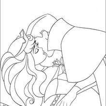 Prince Philip kissing Aurora coloring page