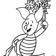 Piglet's bouquet - Coloring page - DISNEY coloring pages - Winnie The Pooh coloring pages