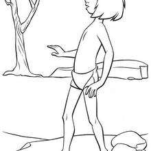 MOWGLI lives the human village coloring page