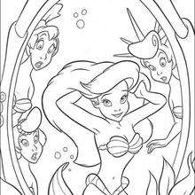 Beautiful Ariel in the mirror - Coloring page - DISNEY coloring pages - The Little Mermaid coloring pages
