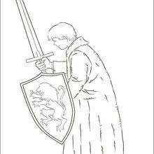Peter Pevensie with a sword coloring page