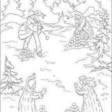 Snowball battle in Narnia - Coloring page - MOVIE coloring pages - THE CHRONICLES OF NARNIA coloring book pages