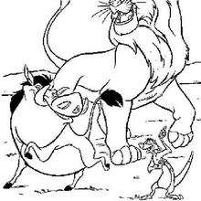 Simba, Timon and Pumbaa dancing - Coloring page - DISNEY coloring pages - The Lion King coloring pages