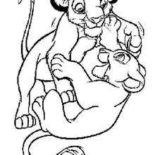 Simba Plays with Nala coloring page