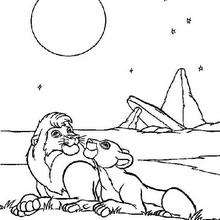 Simba with Nala Under the Stars coloring page