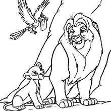 Mufasa, Simba and Zazu coloring page
