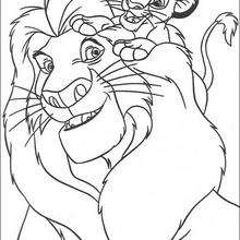 Simba with Mufasa - Coloring page - DISNEY coloring pages - The Lion King coloring pages