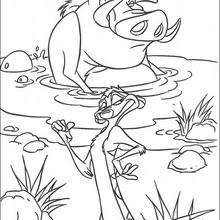 Pumbaa having a bath - Coloring page - DISNEY coloring pages - The Lion King coloring pages