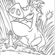 Pumbaa and Timon Frightened coloring page