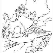 Happy Pumbaa and Timon - Coloring page - DISNEY coloring pages - The Lion King coloring pages