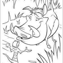Pumbaa talking to Timon - Coloring page - DISNEY coloring pages - The Lion King coloring pages