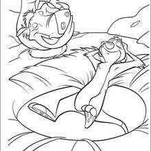 Timon and Pumbaa Relax coloring page